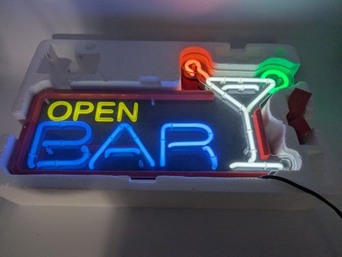 Vintage neon open bar sign - open,