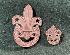 2 X VINTAGE  Boy Scouts Cap Badge White Metal D40