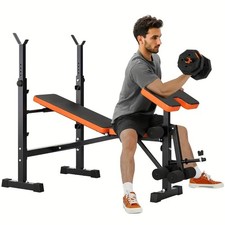 6 in 1 Weight Bench Adjustable Leg Press,  Leg Curl Rack, Seat & Pedal Home Gym