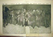 Original Old Antique Print Mob