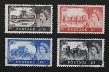 GB Elizabeth II 1963 Wilding Castles (Bradbury)  SG595a-SG598a Fine Used