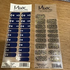 Minx Professional Nail Art Navy Blue Sailor Anchors And Gold Lightning Cheetah