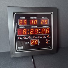 Ajanta Quartz OLC - 302 Plastic Digital Red LED Square Wall Clock Black