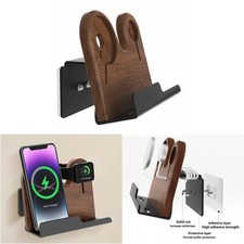 For iPhone Phone Watch 2in1 Wireless Charger Wall Mount Wood Holder Bracket