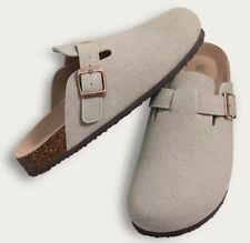Grey Faux Suede Clogs Slippers