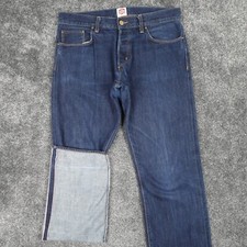 Carhartt Jeans Mens 32 32x36 Blue Selvedge Union Made Roper Pant Cinch Buckle