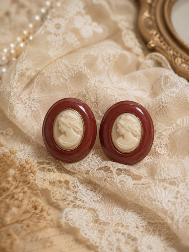 Victorian style cameo - cameo, earrings