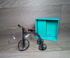 Miniature Dolls Antique Style Metal & Wood Tricycle Black  - Not Used Good