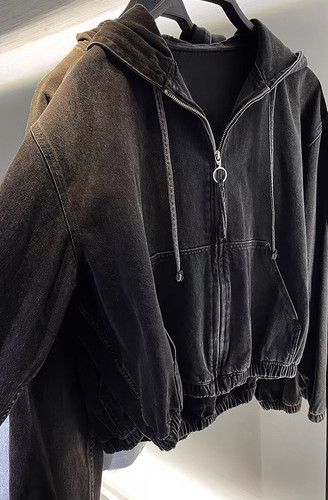 Zara denim washed hooded - zara,