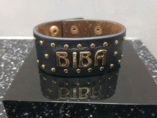 Biba Black Leather Gold Stud