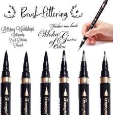 Calligraphy Pens - 6pcs Calligraphy Set for Beginners Refillable Black Brush Ma