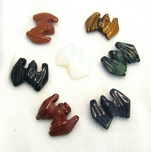 Gemstone bat carving ornament - bat,