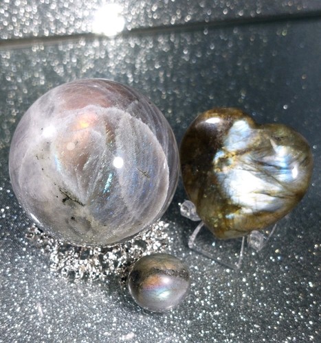 Labradorite set sphere 214g - set:, +