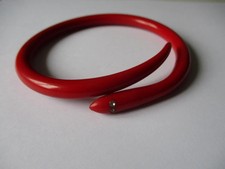 Art Deco snake bangle upper arm red Celluloid with diamante eyes