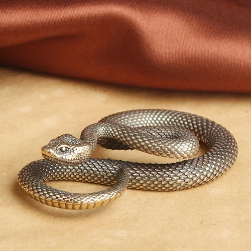 Brass snake figurine statue - snake,