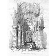 MELBOURNE Parish Church, Derbyshire - Antique Print 1846