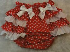 ADULT BABY SISSY cotton red spotty  DIAPER COVER PANTIES fancy dress OPT LININGS