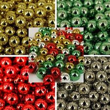 CHRISTMAS RED GREEN GOLD SILVER PEARLS 120 BEADS 6mm CRAFT PB6