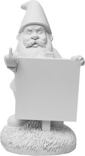Middle Finger Gnome DIY Sign Board, 9" - Paint Your Own Funny Garden Statue