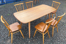 Vintage Ercol Windsor Plank Dining Table & 6 Chairs Light Finish FREE DELIVERY🚚