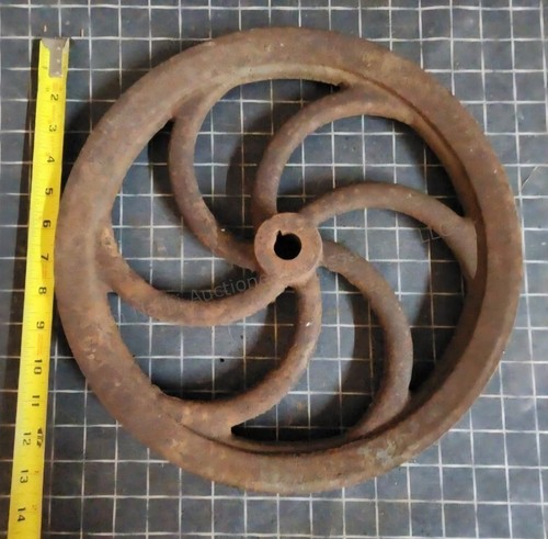 Antique cast iron flywheel - antique,