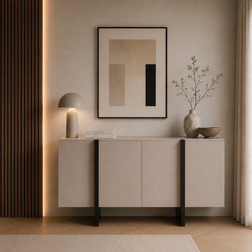 Beige sideboard cabinet 140cm - beige,