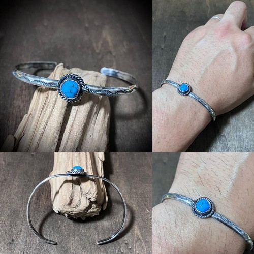 Turquoise silver bangle - silver,