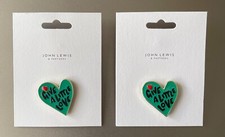 John Lewis 'Give a little love' Metal Enamel Pin Badges Christmas 2020 TV Advert