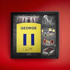 Charlie George Signed Framed Arsenal Away Shirt Derby County