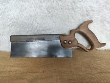 Thomas Flinn Co 9" Brass Backed Tenon Saw Carpenter Woodwork Vintage Tool 12 tpi