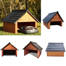 Large Wood Robotic Lawn Mower Garage Accessory Black & Brown Pet house home -