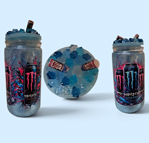 Monster energy blue - monster, blue/silver