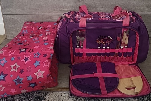 Picnic hamper pink bag - hamper, blanket