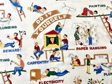 Retro DIY Do It Yourself  fabric - Michael Miller - fat quarter +