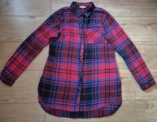 Girls 13-14 Years Miss E-vie Red Blue Black Plaid Button-Up Flannel Shirt Tunic