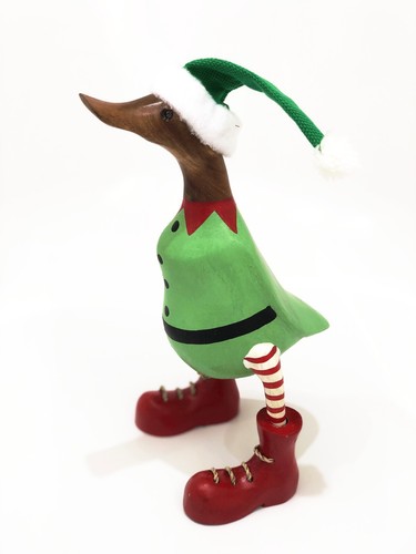 Wooden elf christmas duck - wooden, xmas