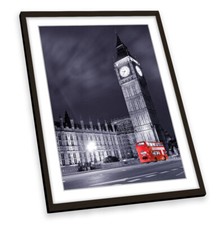 London City Bus Big Ben Red FRAMED ART PRINT Picture Portrait Artwork