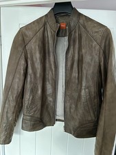 Hugo Boss Brown Nappa Leather Jacket Great Condition RRP £499 Large 40 Chest