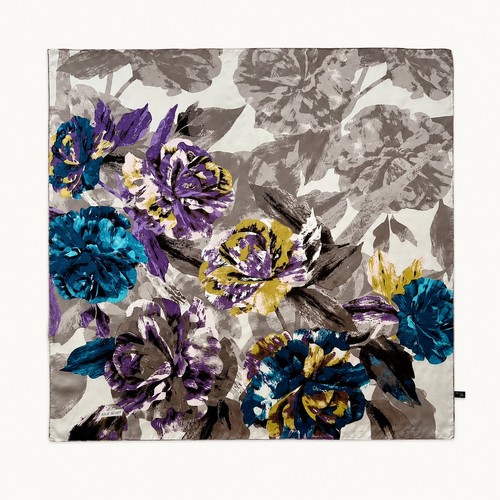 Silk square scarf floral - scarf,