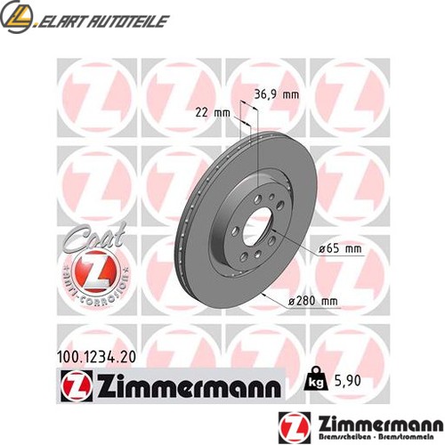 Brake disc 100 1234 for - brake, 100.1234.20
