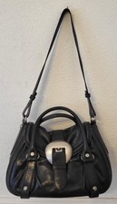 Francesco Biasia Black Leather Shoulder Handbag 34 cm x 24 cm x 18 cm