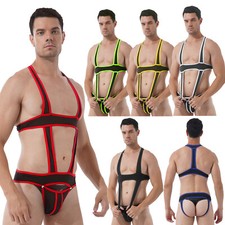 Men's One-piece Jockstrap Leotard Underwear Wrestling Singlet Bodysuit Mankini