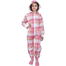 A2Z Onesie One Piece Kids Pyjamas Sleepsuit Pink Check Printed Girls Costume