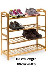4 TIERS BAMBOO SHOE RACK FOOTWEAR WOODEN STORAGE SHELVES STAND