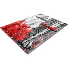 Glass Chopping Board Worktop Saver Kitchen Cutting Utensil | Red Big Ben London