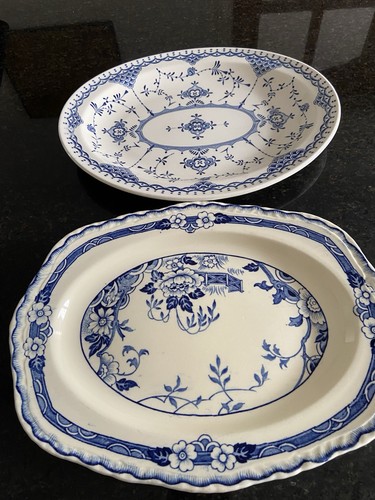 Blue white china oval - blue,