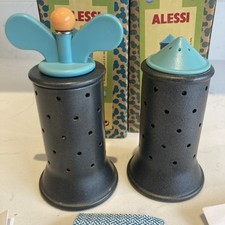ALESSI Graphite Pepper Grinder Mill & Salt Shaker Michael Graves B9098 BMGSAL 