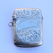 QUALITY ENGLISH STERLING SILVER VESTA MATCH CASE 1905 ANTIQUE 16g