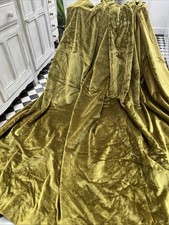 Vintage Velvet Curtain,Green Gold, 1970's, Single Curtain 99" W x 81" L (Lot 1)