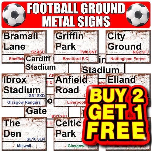Football metal signs footy - metal,